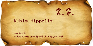Kubis Hippolit névjegykártya